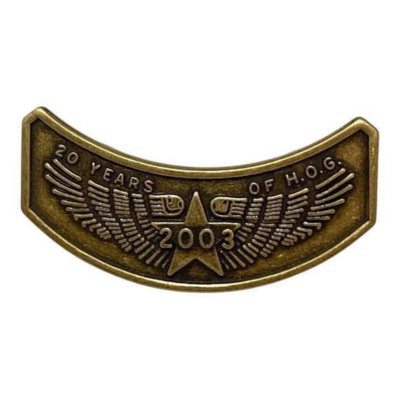 Vintage Harley Davidson Owners Group 2003 HOG Rocker Pin Bronze Tone 1.5 Inch - Picture 1 of 3